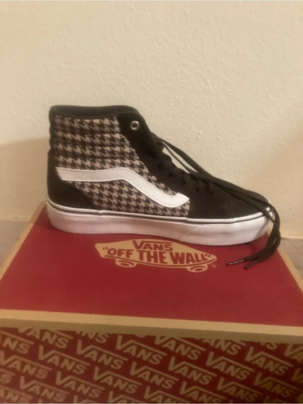 Vans Filmore Hi Platform Brown White High-Top Sneakers Houndstooth and Plaid